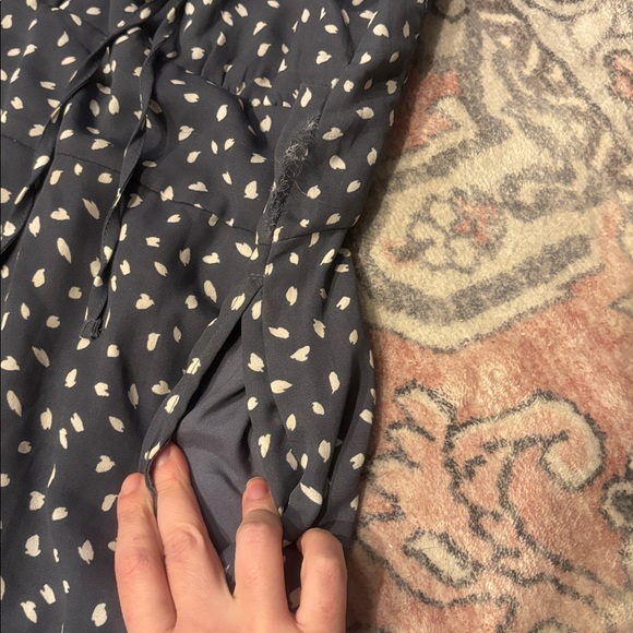 Abercrombie & Fitch Dusty Blue Smocked Dress w/ matching Scrunchie sz Small Tall - Picture 3 of 9